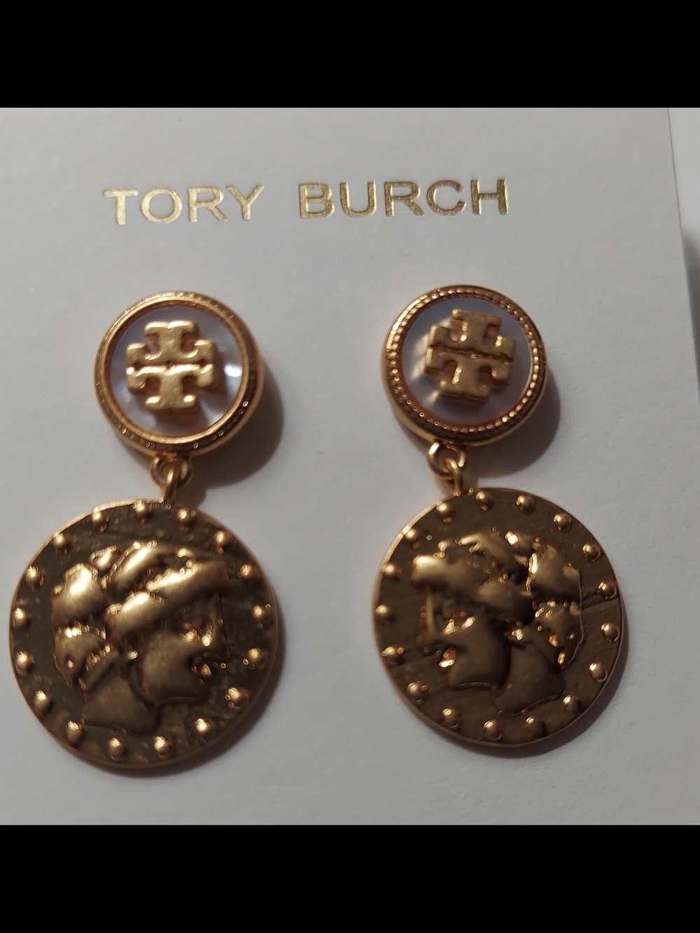 Tory Burch Gold-Tone Dangle Medallion Earrings